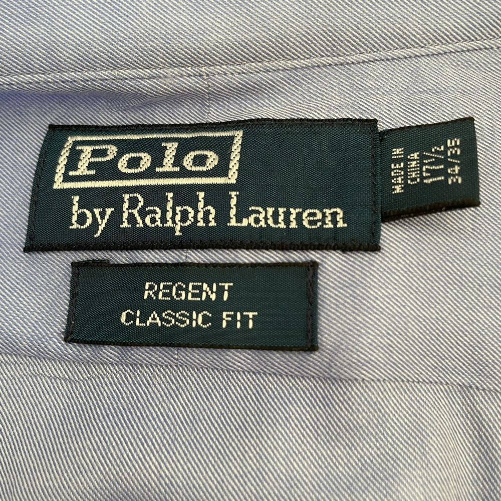 Polo by Ralph Lauren Blue Label Regent Fit Blue Men's Shirt, Size 17‎ 1/2, 33/34 - Picture 4 of 6